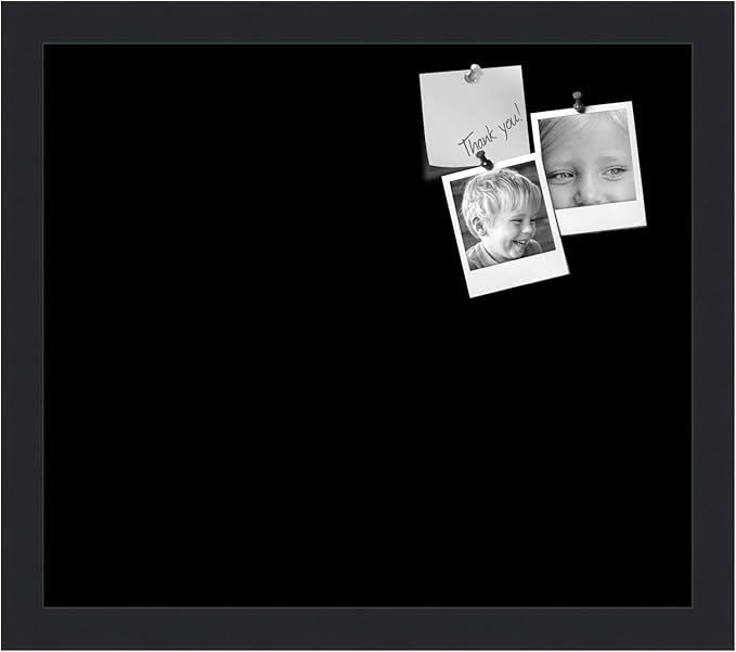 PinPix 15x13 Inch Cork Bulletin Board. This Decorative Framed Pin Board Comes with Solid Black Design and a Satin Black Frame. Ideal for Home Office Decor or Message Board (PinPix-622)-DeskLoop Office