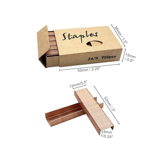 Rose Gold 26/6 Standard Staple Set 12mm Width 1000/Box 4 Boxes/Pack 4000 Count - Image 2