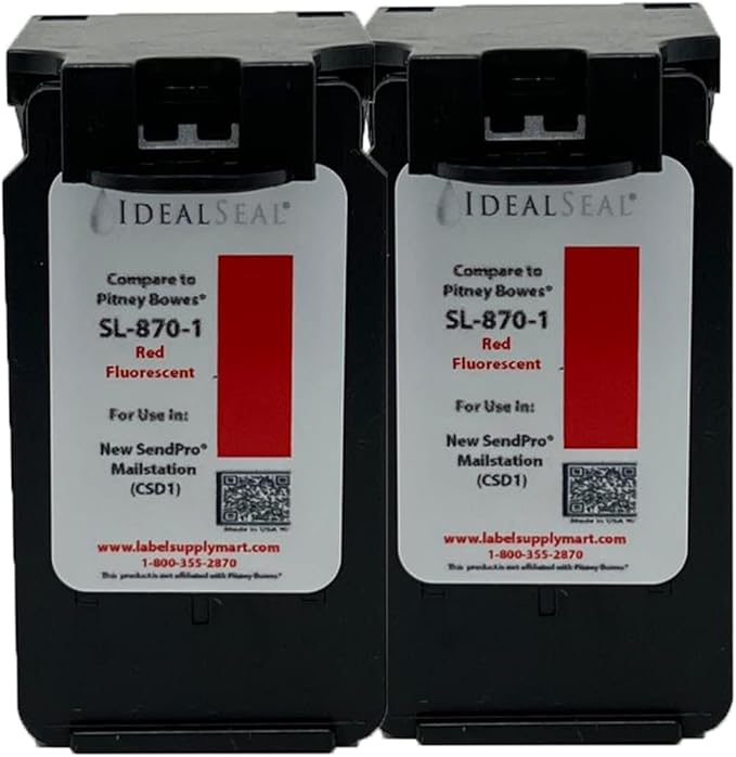 IDEALSEAL Replacement Postage Ink for SL-870-1 Red Ink Cartridge for New SendPro Mailstation (CSD1) (2 Pack)-DeskLoop Office