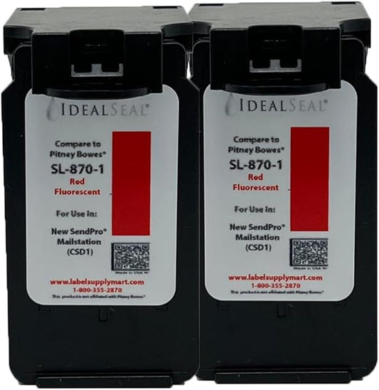 IDEALSEAL Replacement Postage Ink for SL-870-1 Red Ink Cartridge for New SendPro Mailstation (CSD1) (2 Pack)-DeskLoop Office