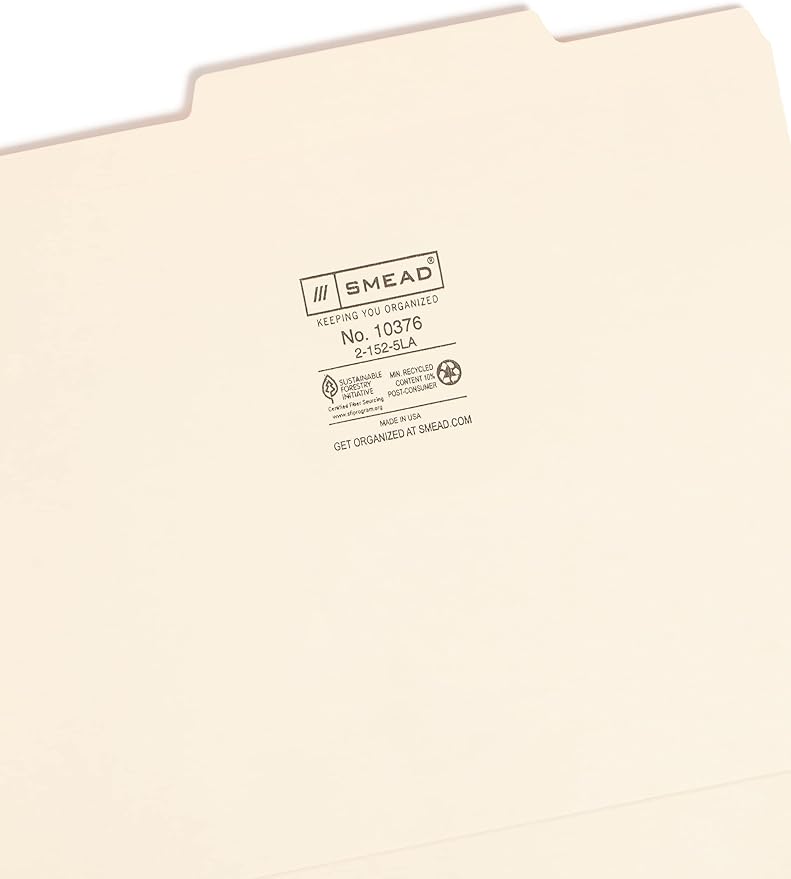 Smead File Folder, Reinforced 2/5-Cut Right of Center Position, Guide Height - Image 3