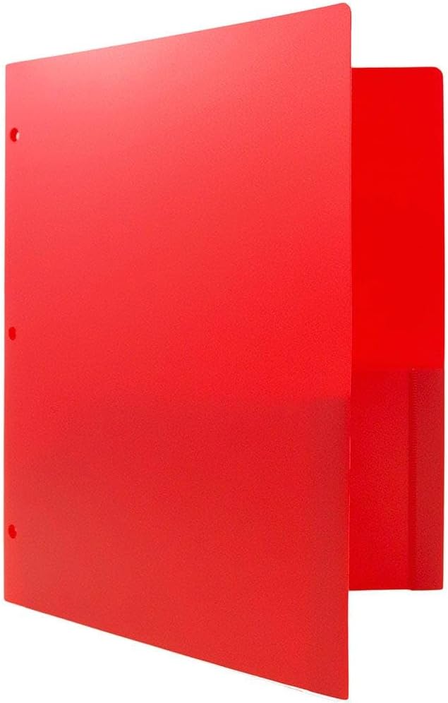JAM PAPER Heavy Duty Plastic 3 Hole Punch Pocket Folders - Image 3