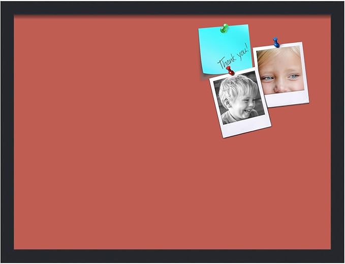 PinPix 23x17 Inch Cork Bulletin Board. This Decorative Framed Pin Board Comes with Crimson Pastel Design and a Satin Black Frame. Ideal for Home Office Decor or Message Board (PinPix-1807)-DeskLoop Office