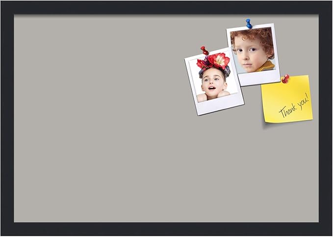 PinPix 22x15 Inch Cork Bulletin Board. This Decorative Framed Pin Board Comes with Dark Stone Design and a Satin Black Frame. Ideal for Home Office Decor or Message Board (PinPix-1808)-DeskLoop Office