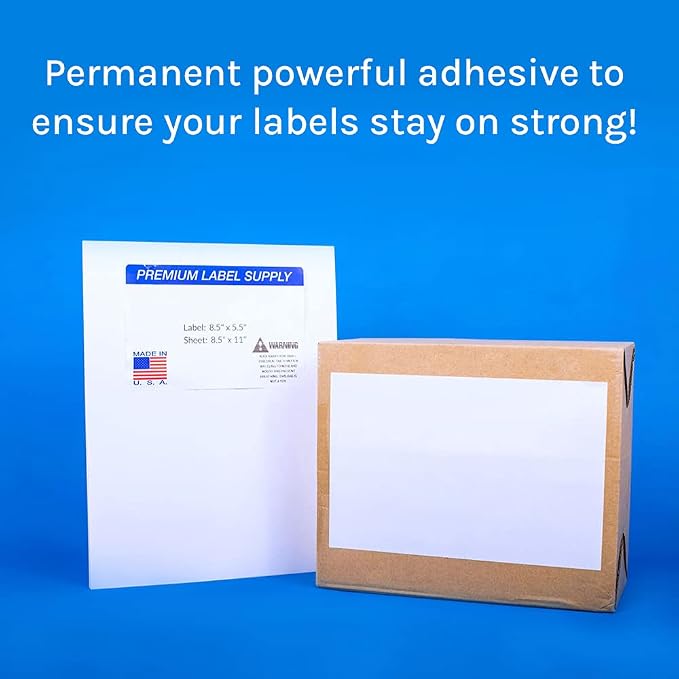 Premium Label Supply White Sticker Half Sheet Labels – 8.5" x 5.5" – - Image 5