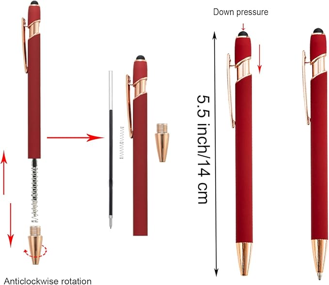 PASISIBICK 12 Pieces Ballpoint Pen with Stylus Tip, 2 in 1 Stylus Pens Stylish Pen, Metal Stylus Pen for Touch Screens, 1.0 mm Black Ink(Pack of 12)-DeskLoop Office