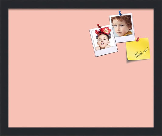 PinPix 17x14 Inch Cork Bulletin Board. This Decorative Framed Pin Board Comes with Pink Pastel Design and a Satin Black Frame. Ideal for Home Office Decor or Message Board (PinPix-1813)-DeskLoop Office