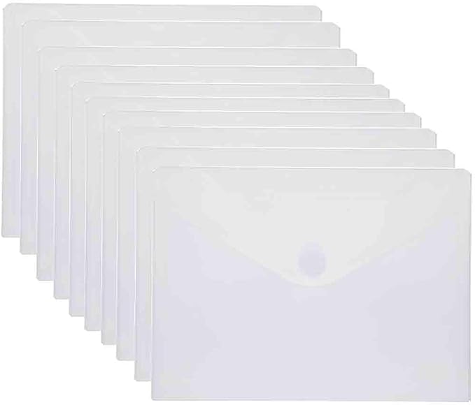 9x7 Clear Plastic Envelopes Hook Loop Closure Receipt Stickers Storage Holder by YESSART