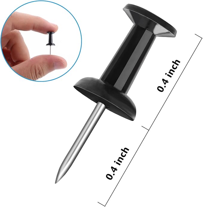 Push Pins 100-count Black Thumb Tacks Standard Dark Pushpins Steel Point and - Image 3