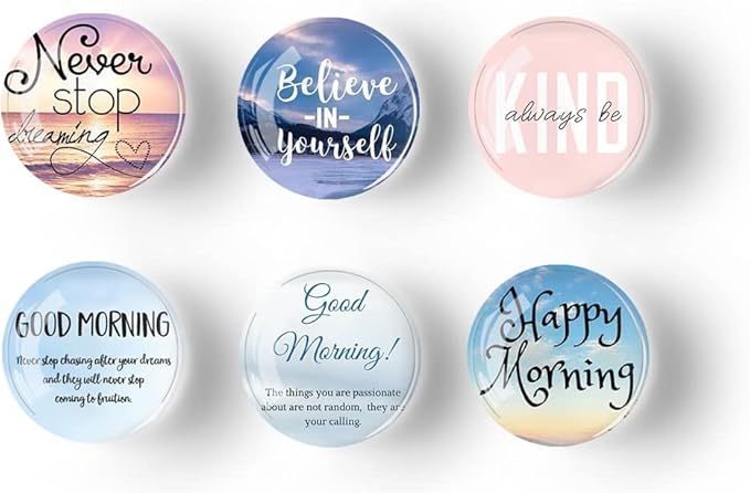 12Pcs Glass Refrigerator Magnet Fridge Sticker,Motivationa Fridge Magnets Decoration for Crafts,Strong Fridge Magnets for Kitchen, School,Office Whiteboard, Cabinet and Dishwasher-DeskLoop Office