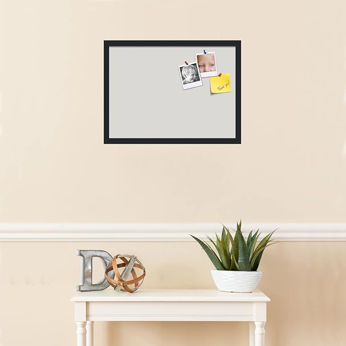 PinPix 22x16 Inch Cork Bulletin Board. This Decorative Framed Pin Board Comes with Light Stone Design and a Satin Black Frame. Ideal for Home Office Decor or Message Board (PinPix-1809)-DeskLoop Office