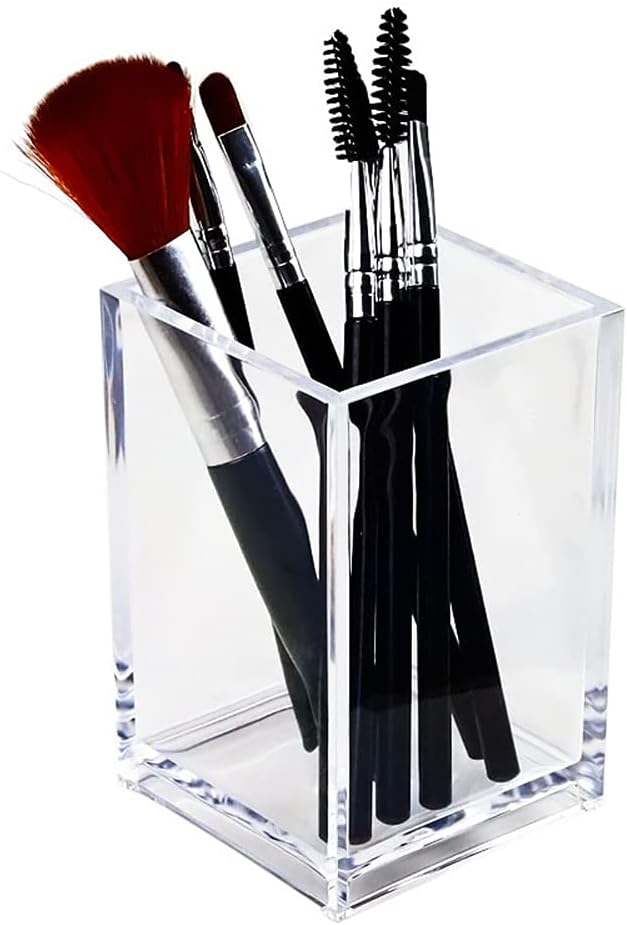 HSYMQ 2 Pack Clear Acrylic Pencil Pen Holder Cup, Makeup Brush Holder Acrylic - Image 2
