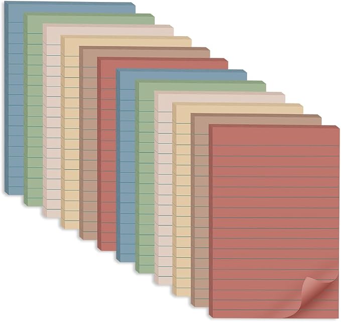 Lined Sticky Notes 4x6 in, Large Notepads by Kozerite