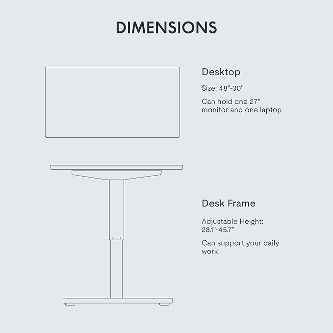 FLEXISPOT EN1 Whole-Piece Standing Desk 48 x 30 inches Electric Height Adjustable Desk for Home Office w/Automatic Smart Keypad (Upgraded White Frame + White Top, 2 Packages)-DeskLoop Office