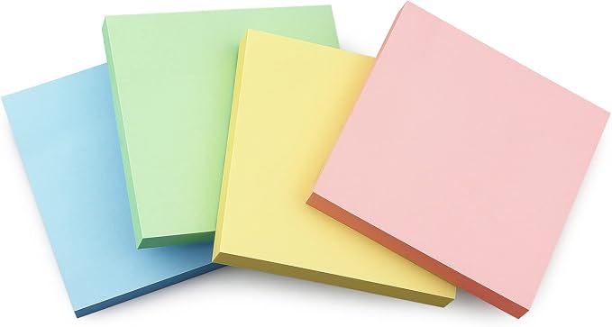 Sticky Notes 3x3 Self-Stick Notes Bright Colors Sticky Notes 4 Pads 100 - Image 2