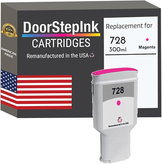 DoorStepInk Remanufactured in The USA Ink Cartridge Replacements for HP 728 300ml Magenta F9K16A for DesignJet T730 36-in Printer, DesignJet T830 24-in MFP, DesignJet T830 36-in MFP-DeskLoop Office
