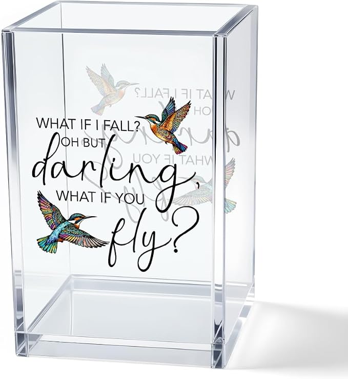 Vgrti What If I Fall What If You Fly Acrylic Cosmetic Pencil Pen Holder Cup by Unknown