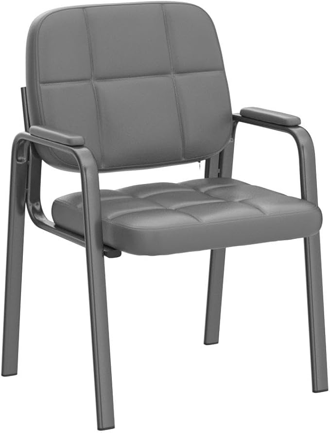 CLATINA Waiting Room Guest Chair with Bonded Leather Padded Arm Rest for Office Reception and Conference Desk(Grey 2 Pack)-DeskLoop Office