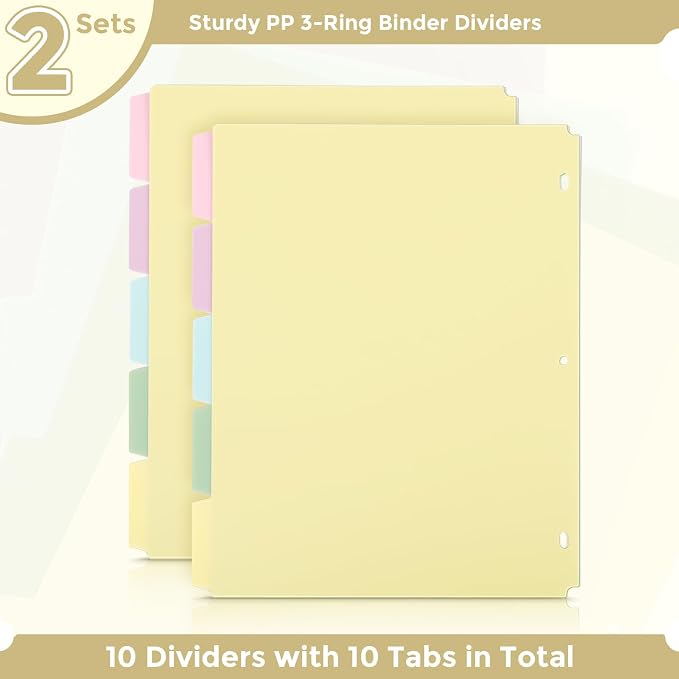 SKYDUE Binder Dividers with Tabs, 5 Tab Dividers, 10 Dividers - Image 3