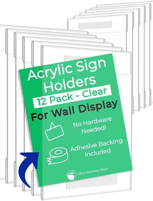 Acrylic Sign Holder 8.5 x 11 for Wall Display | Clear Sign Holders 8.5x11 by OfficeSolutionsDirect