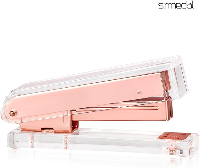 Elegant Ultra Clear Acrylic Rose Gold Desktop Stapler - Image 2