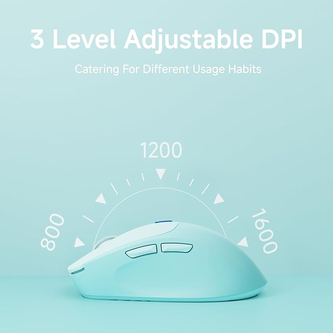 EWEADN Q5 Wireless Mouse, Bluetooth & 2.4G Quiet Computer Mouses with 1600 DPI, Battery Level Display, Ergonomic Office Mouse,6 Button Portable Cute Cordless Mice for Laptop/PC/Mac- Blue-DeskLoop Office