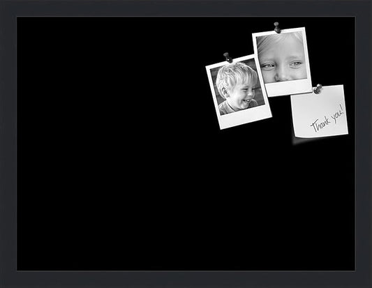 PinPix 20x15 Inch Cork Bulletin Board. This Decorative Framed Pin Board Comes with Solid Black Design and a Satin Black Frame. Ideal for Home Office Decor or Message Board (PinPix-622)-DeskLoop Office