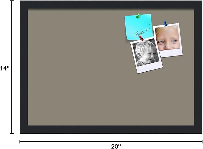 PinPix 20x14 Inch Cork Bulletin Board. This Decorative Framed Pin Board Comes with Pewter Design and a Satin Black Frame. Ideal for Home Office Decor or Message Board (PinPix-1812)-DeskLoop Office