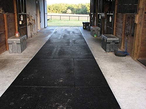 American Floor Mats - Heavy Duty Stall Tiles - Stable/Horse Tiles - Thick, Durable Rubber Flooring Solid Black 6' x 12' Set 3/8" Thick (18 Tiles Total)-DeskLoop Office