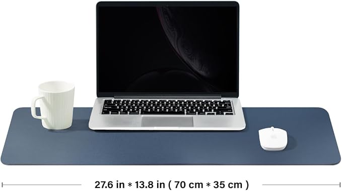 Cork Desk Mat - Dual-Sided Desk Pad for Office and Home - Desk Organization and Accessories - Ideal for Large Mouse Pad and Desk Mats on Top of Desks(Dark Blue,27.6"x 13.8")-DeskLoop Office