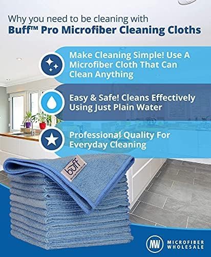 12" x 12" MW Pro Multi-Surface Microfiber Cleaning Cloths | Blue - 12 Pack | Premium Microfiber Towels for Cleaning Glass, Kitchens, Bathrooms, Automotive, Supplies & Products-DeskLoop Office