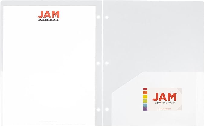 JAM PAPER Heavy Duty Plastic 3 Hole Punch Pocket Folders - Image 6