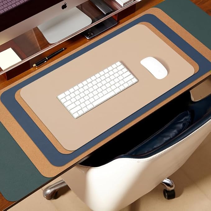 Cork Desk Mat - Dual-Sided Desk Pad for Office and Home - Desk Organization and Accessories - Ideal for Large Mouse Pad and Desk Mats on Top of Desks(Gray,36"x 17")