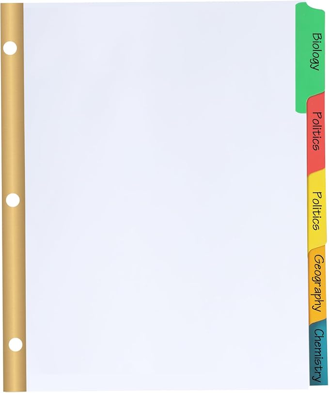Binder Divider, PANDRI 120 Pack Binder Index White Dividers with 5 Tabs, Letter Size Paper Binder Divider for School Office Home Business-DeskLoop Office