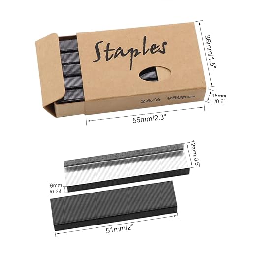 Black 26/6 Standard Staple Set 12mm Width 1000/Box 4 Boxes/Pack 4000 Count - Image 2