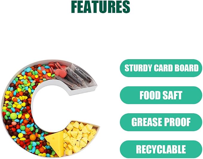 Cardboard Letter Fillable Charcuterie Board Candy Food Tray, 12.2 inch - Image 3
