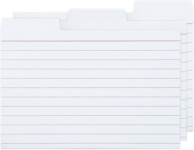 100 Pack Tabbed Index Cards 4x6 Lined Index Card Dividers by Unknown