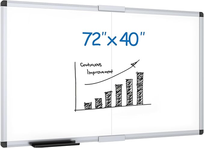 VIZ-PRO Magnetic Dry Erase Board, 72 X 40 Inches, Foldable Wall-Mounted by VIZ-PRO
