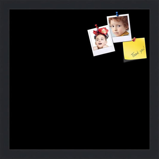 PinPix 15x15 Inch Cork Bulletin Board. This Decorative Framed Pin Board Comes with Solid Black Design and a Satin Black Frame. Ideal for Home Office Decor or Message Board (PinPix-622)-DeskLoop Office