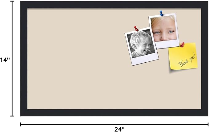 PinPix 24x14 Inch Cork Bulletin Board. This Decorative Framed Pin Board Comes with Desert Pastel Design and a Satin Black Frame. Ideal for Home Office Decor or Message Board (PinPix-1815)-DeskLoop Office