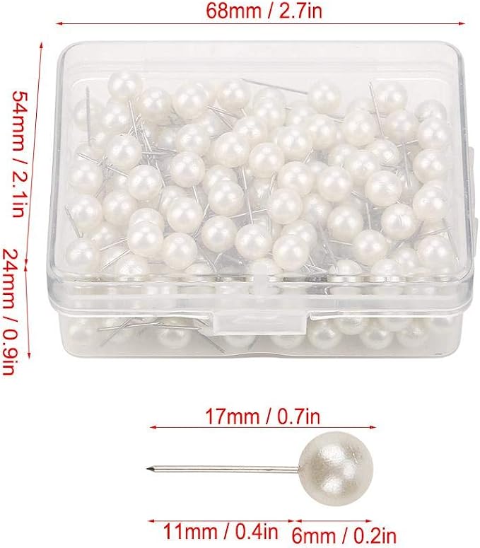 Oumefar 200PCS Pearl Push Pins, Decorative Thumb Tacks Round Short Pearl Head - Image 8