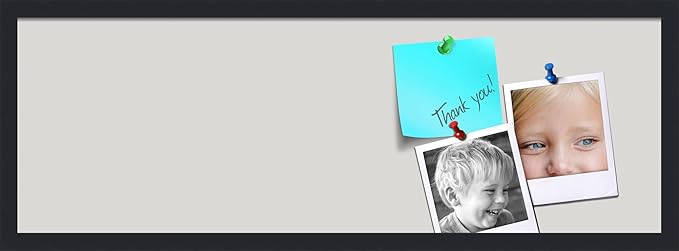 PinPix 36x12 Inch Cork Bulletin Board. This Decorative Framed Pin Board Comes with Light Stone Design and a Satin Black Frame. Ideal for Home Office Decor or Message Board (PinPix-1809)-DeskLoop Office