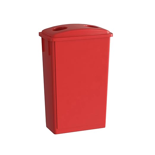 23 Gallon Red Slim Jim Trash Can with Bottle Lid-DeskLoop Office