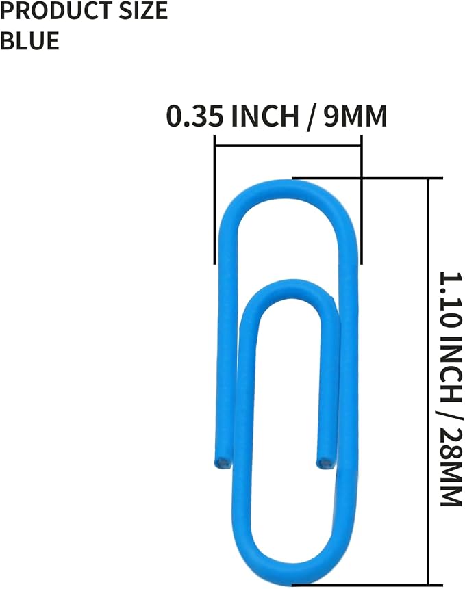 200 Pack Blue Paper Clips Small Paper Clips, 1.1 Inch / 28mm Metal Paperclips - Image 3