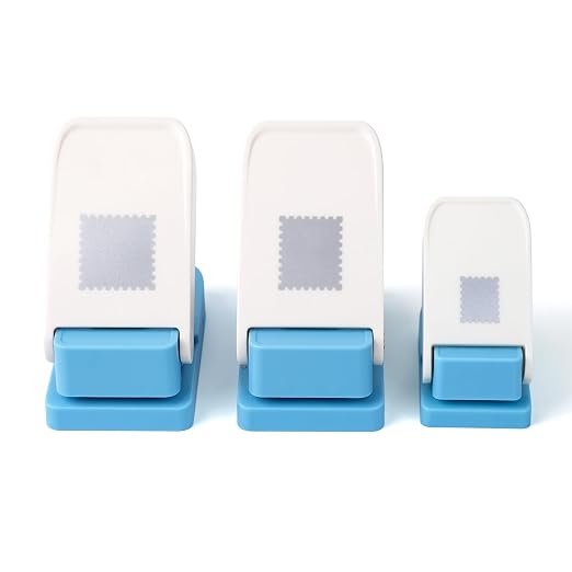 3 Pcs Stamp Punch, 1x0.8inch/0.6x0.5inch Mini Rectangle Postage Stamps Punches by CYFUNDESIGN