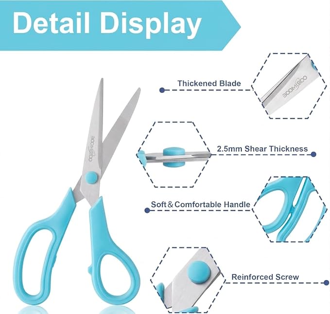 Scissors, BOOMIBOO 8" All Purpose 6 Pack - Image 3
