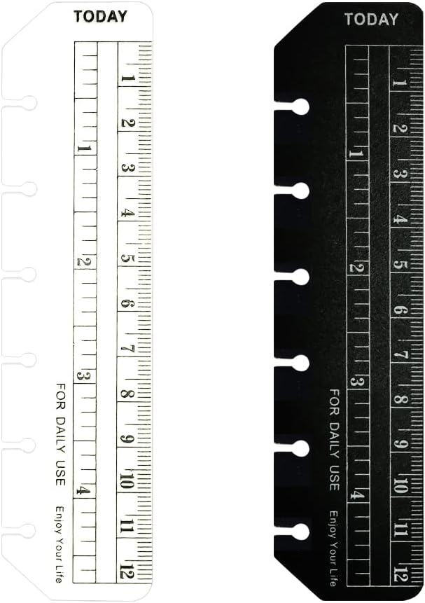 2 Pack A7 6 Holes Binder Ruler Plastic Binder Ruler Waterproof 6 Holes Divider by Zelten