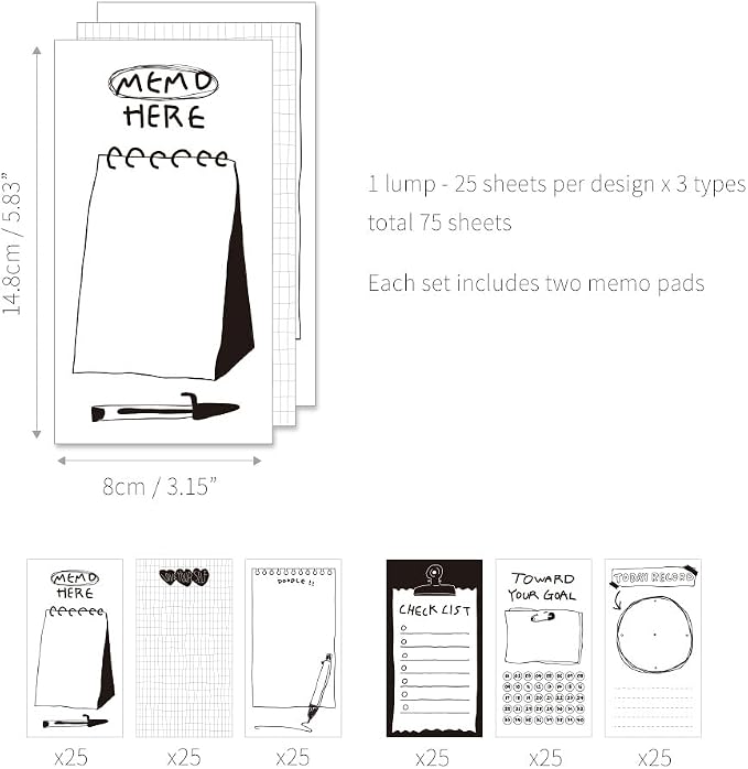 Monolike Triple Memopad Little Doodle 2P Set - Image 2