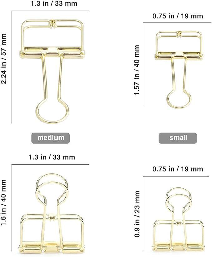 DEEDYGO 20 PCS Gold Wire Binder Clips, Office School Supplies, Food Packages - Image 3
