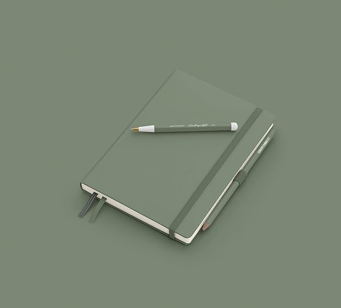 LEUCHTTURM1917 - Notebook Hardcover Medium A5-251 Numbered Pages for Writing and Journaling (Olive, Squared)-DeskLoop Office